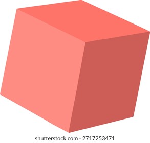 ícone de cubo 3d rosa, ilustração de vetor plana, caixa geométrica de perspectiva