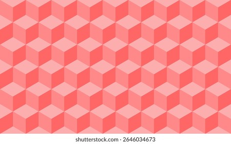 Cube rose 3d motif isométrique harmonieux arrière-plan texture géométrique. carrés d'arrière-plan cubique 3d.