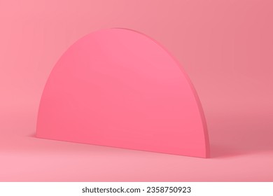 Rosa 3D geschwungene Wand elegante moderne Showcase Mock für kosmetische Produkte zeigen Vektorgrafik. Realistische semizirkulare Ständer isometrische vertikale Plattform für die kommerzielle Werbung für weibliche Schönheit