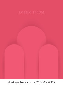 Pink 3D frame design. Geometric backdrop for cosmetic product display. Vector illustration.  Mockup for presentation cosmetic products, goods, advertising, design in soft gradient background. 