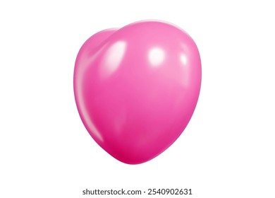 Pink 3D heart balloon with glossy surface and soft gradient. Realistic cartoon vector shiny love shape symbol. Perfect icon for Valentine day, romantic messages or Mother celebrations design.