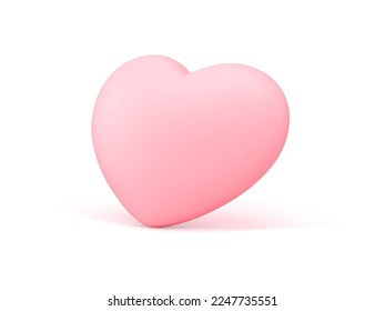 Pink 3d heart cute elegant romantic icon couple relationship holiday realistic vector illustration. Romance marriage wedding girlish birthday anniversary Valentine's Day surprise toy