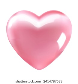 Pink 3D Heart Isolated. Vector Illustration EPS10