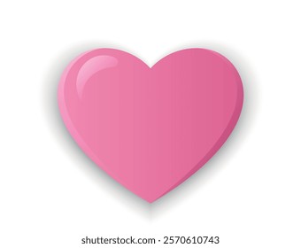 Pink 3d heart. Love, romantic and valentines design element. Isolated vector image