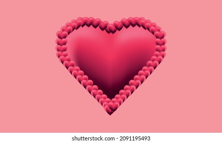 El corazón rosado en 3d sobre un fondo rosado. Día de San Valentín y amor