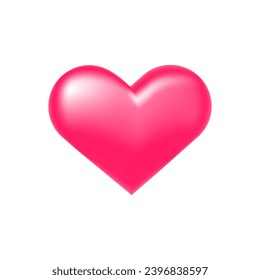 Pink 3d heart.The symbol of Valentine's Day, weddings, Mother's Day. Vector illustration isolated on a white background.
