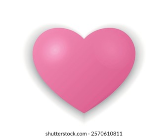 Pink 3d heart for Valentines day design. Love symbol. Isolated vector image