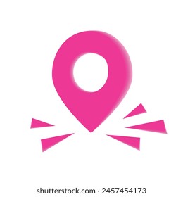 Pink 3d marker with a hole. Location icon design