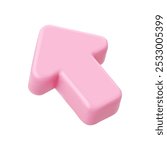 Pink 3D mouse pointer. The white background pointer symbolizes help in finding direction on a monitor, in the context of computer technology and digital. Vector icon illustration