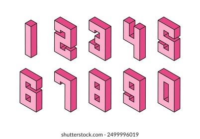 Números 3D rosados en isométricos.