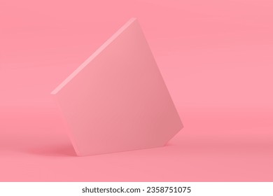 Pentagonal rosa 3d pared moderna y elegante fondo de la vitrina para la presentación de producto ilustración vectorial. Pentágono vertical vertical estante pantalla comercial angular abstracta para espectáculo cosmético de belleza