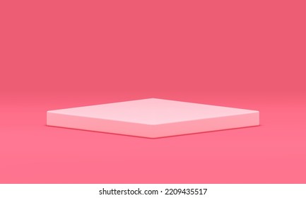 Pink 3d platform rhombus stage foundation for promo presentation rendering showcase realistic vector illustration. Premium geometric pedestal studio background foundation squared premium display