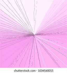pink 3D ray pattern with embossed irregular lines bundled in center, vector illustration