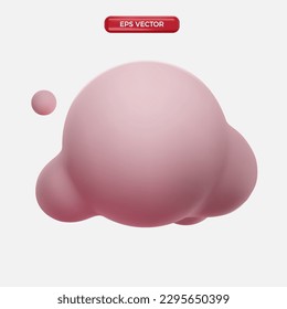 Pink 3d realistic cloud isolated. Render soft round cartoon fluffy clouds icon in the sky. 3d geometric shapes vector illustration
