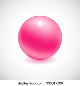 Pink 3D sphere isolated on white. Vector illustration for your design