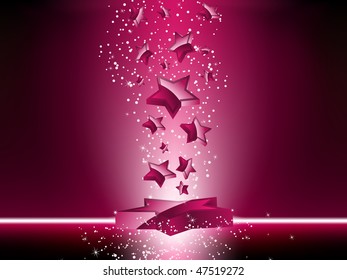 Pink 3D Stars Background. Editable Vector Image
