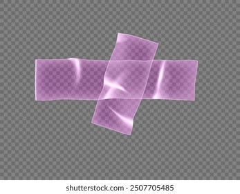 Pink 3d stickers for records in the shape of a thin rectangle lie on top of each other on a transparent background. Ideal for modern design with stationery elements.
