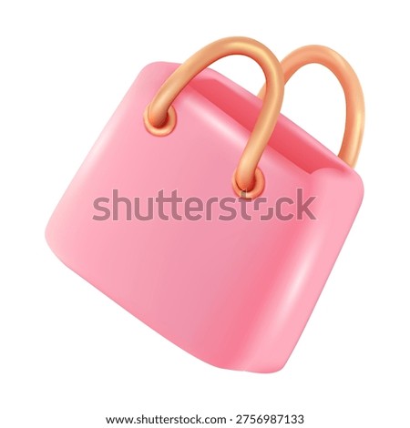 Pink 3D style shopping bag vector illustration. Perfect for online store marketing retail fashion promotion and digital commerce business icon design.