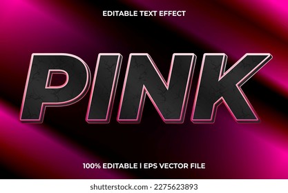 Pink 3d text effect and editable text, neon template 3d style use for game tittle