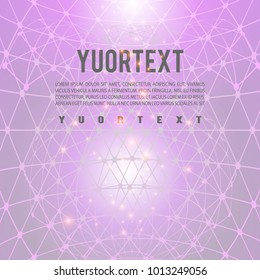  Pink 3d triangle mesh. Design Layout for Your Business. Abstract network in triangle with glowing effect. Neutral triangular background, blank for design.
