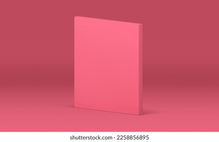 Pink 3d wall rectangular vertical platform geometric element isometric design realistic vector illustration. Rectangle construction block geometry architecture basic foundation three dimensional decor