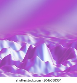 Pink 3D wavy forms. Water surface, liquid ripples or mountain fantastic landscape. Sound wave visualization or abstract background. Futuristic surface, EPS 10 vector illustration.