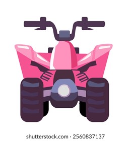 Pink 4 wheel atv motorcycle.Vector illustration isolated on white background.