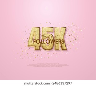 Pink 45k thank you followers, thank you banner for social media posts.