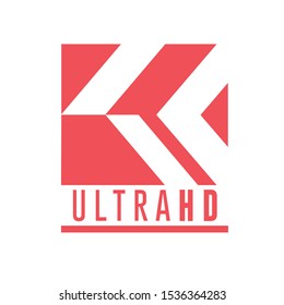Pink 4k abstract logo with simple typography in light background which can be used for sticker, action camera, television, screen technology product logo or other marketing materials