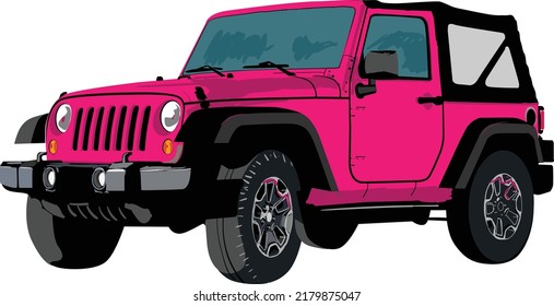 Pink 4x4 offroad vehicle vector illustration
