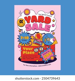 Pink 70's Yard Sale Flyer