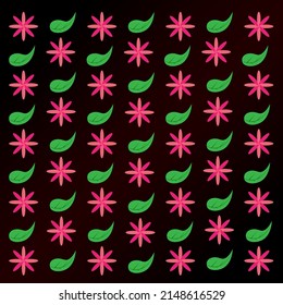 pink 8 petal flower and the leaf in a saree pattern,2d flat iconic traditional background art.
