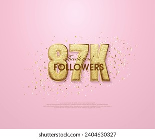Pink 87k thank you followers, thank you banner for social media posts.
