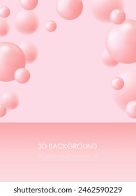 Pink abstract 3D background with volumetric balls for demonstrating various products, cosmetics or perfumes.