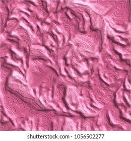 pink abstract 3d pattern with curved wavy embossed ornaments, vector illustration