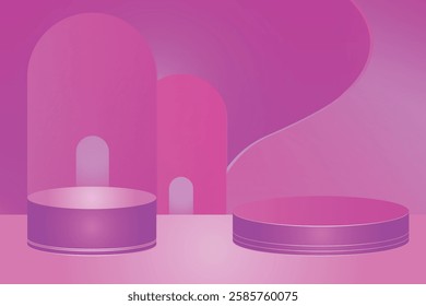 Pink abstract 3d podium scene