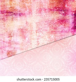 Pink abstract artistic hand drawn card or invitation background with falling sparkles lighting effect and nice decorative pattern.