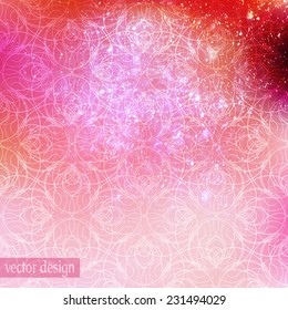 Pink abstract artistic textured background with falling sparkles cosmic lighting effect and nice graphic pattern.