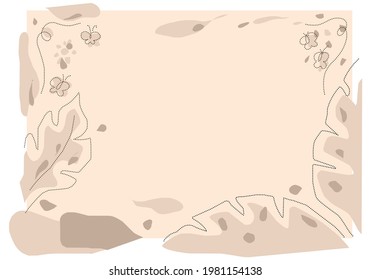 pink abstract background about leaves and butterflies