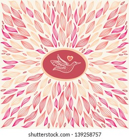 Pink abstract background with bird.
