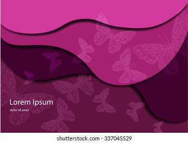 pink abstract background with butterfly