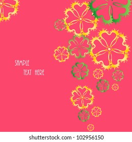 pink abstract background with colorful flowers