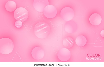 Pink Abstract Background Design. Pink Balls. Fluid Pattern. 3d Geometric Shapes. Vector. Pink Color Abstract Background.