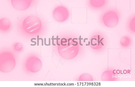 Pink Abstract Background Design. Pink Balls. Fluid Pattern. 3d Geometric Shapes. Vector. Pink Color Abstract Background.