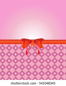 pink abstract background with diamonds and a red bow