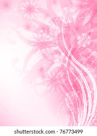 pink abstract background with floral elements