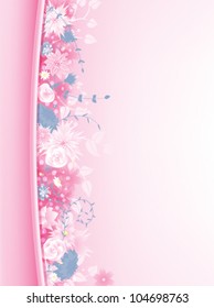 Pink abstract background with flowers