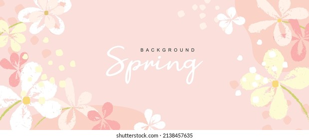 Fondo abstracto rosa con flores. Ilustración vectorial de primavera para el diseño de pancartas, carteles, web, publicidad y eventos, folletos de invitación y venta