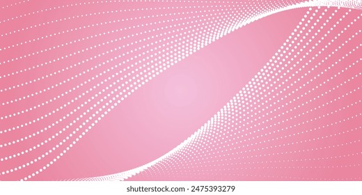 Pink abstract background with flowing particles. Awesome dotted concept. Shiny moving lines design element. Modern pink gradient flowing wave lines.