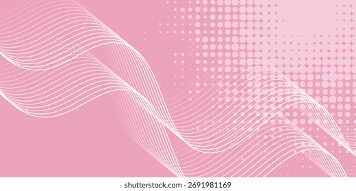 Fondo abstracto rosa con partículas que fluyen. Impresionante concepto punteado. Elemento de diseño de líneas móviles brillantes.